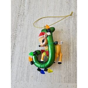 J reindeer ornament monogram mini Xmas tree
